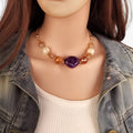 Vintage Pearl Necklace with Acrylic Pendant