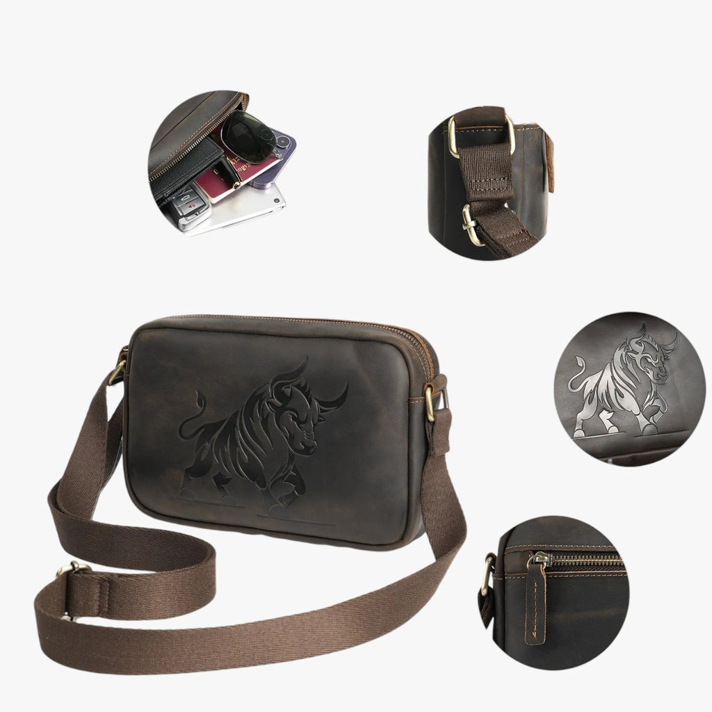 Men's Elegant Dark Brown Organised Shoulder Bag