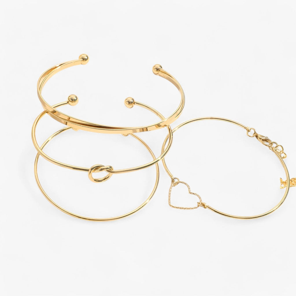 Set ineengevlochten stalen armbanden, goudkleurig