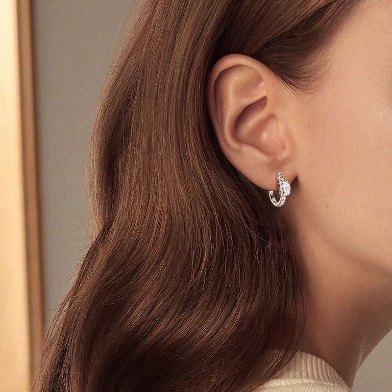 Crystal Hoop Earrings in Two Tones