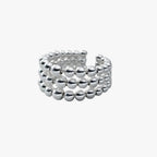 Geometrische ring met drie lagen in zilverkleur