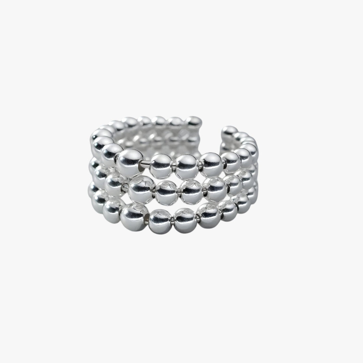 Geometrische ring met drie lagen in zilverkleur