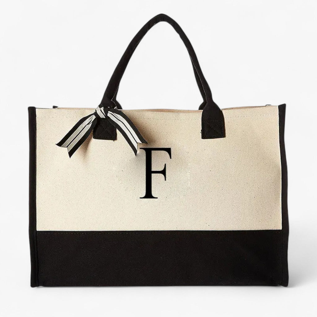 Reusable Canvas Cotton Initial Letter Tote Bag