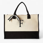 Reusable Canvas Cotton Initial Letter Tote Bag