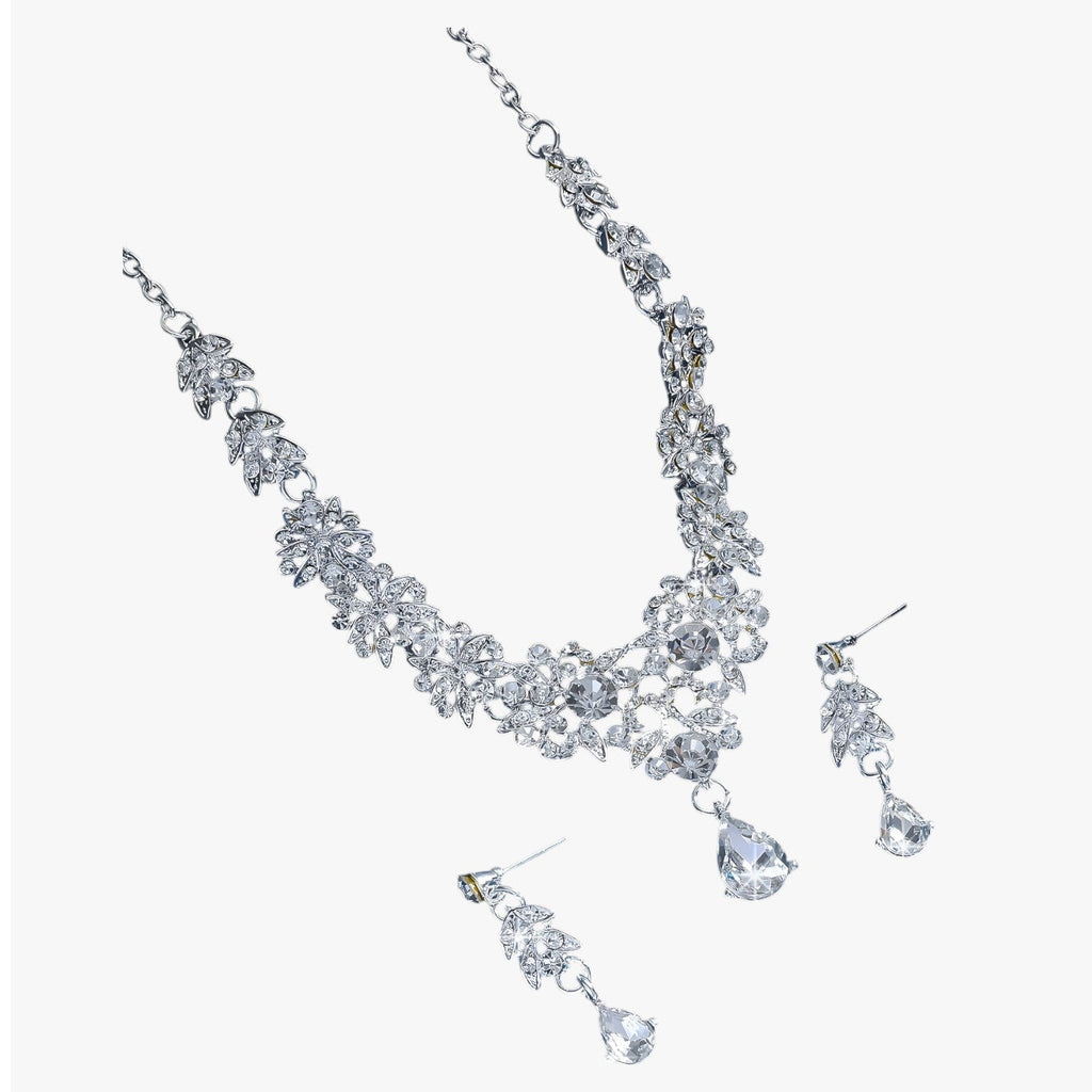 Set met ketting en oorbellen in rood kristal voor gelegenheden