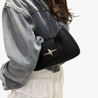 Y2K-Style Black Mini Shoulder Bag with Adjustable Strap