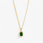 Vergulde ketting met groene zirkoon