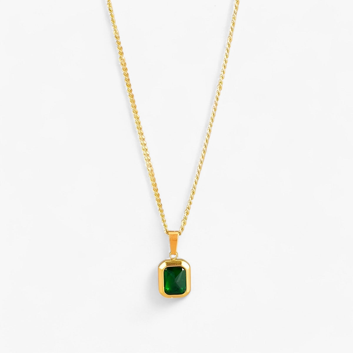 Vergulde ketting met groene zirkoon