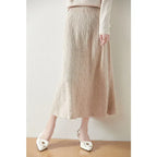 Textured Cable-Knit A-Line Maxi Skirt