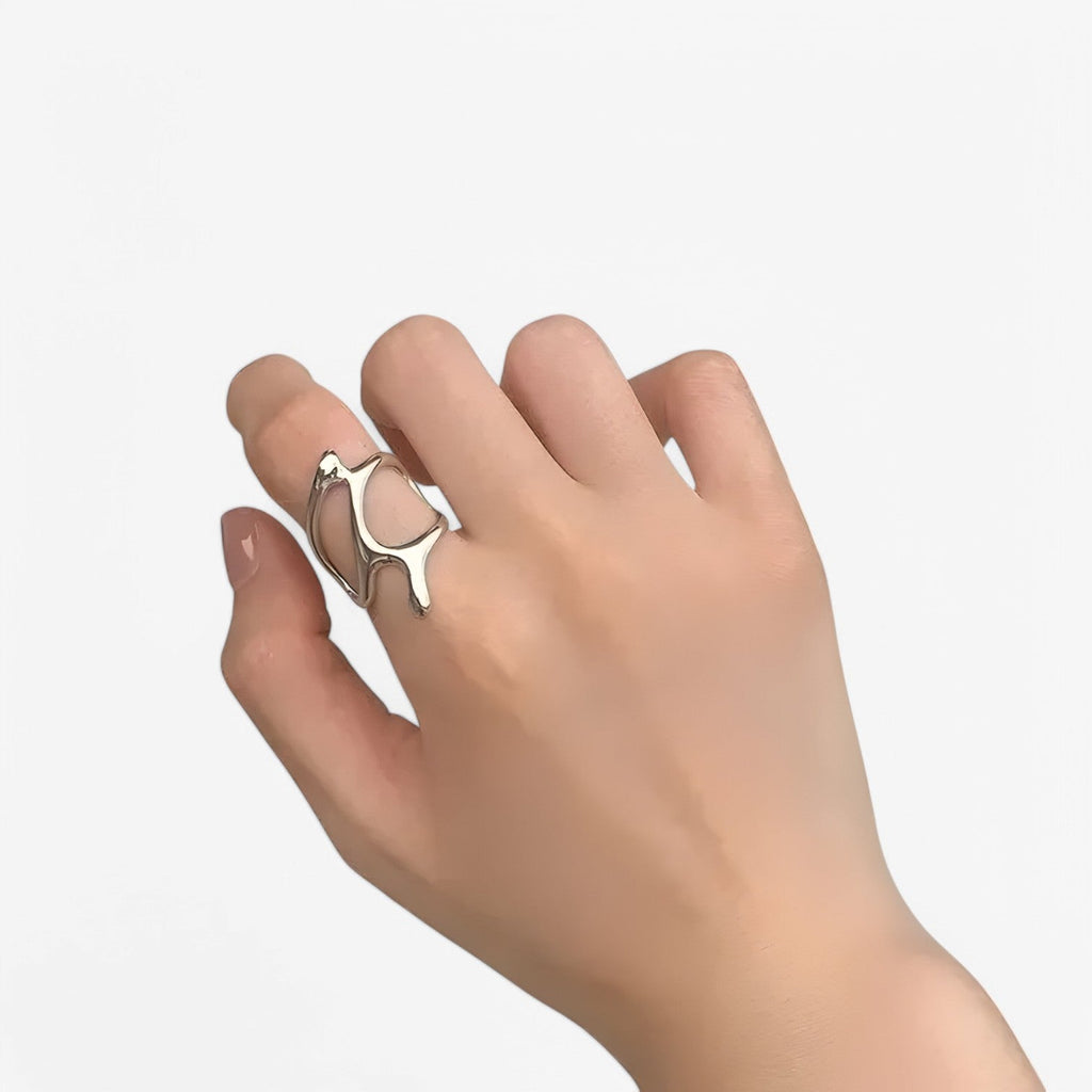 Adjustable Branch-Effect Ring in Silver-Tone