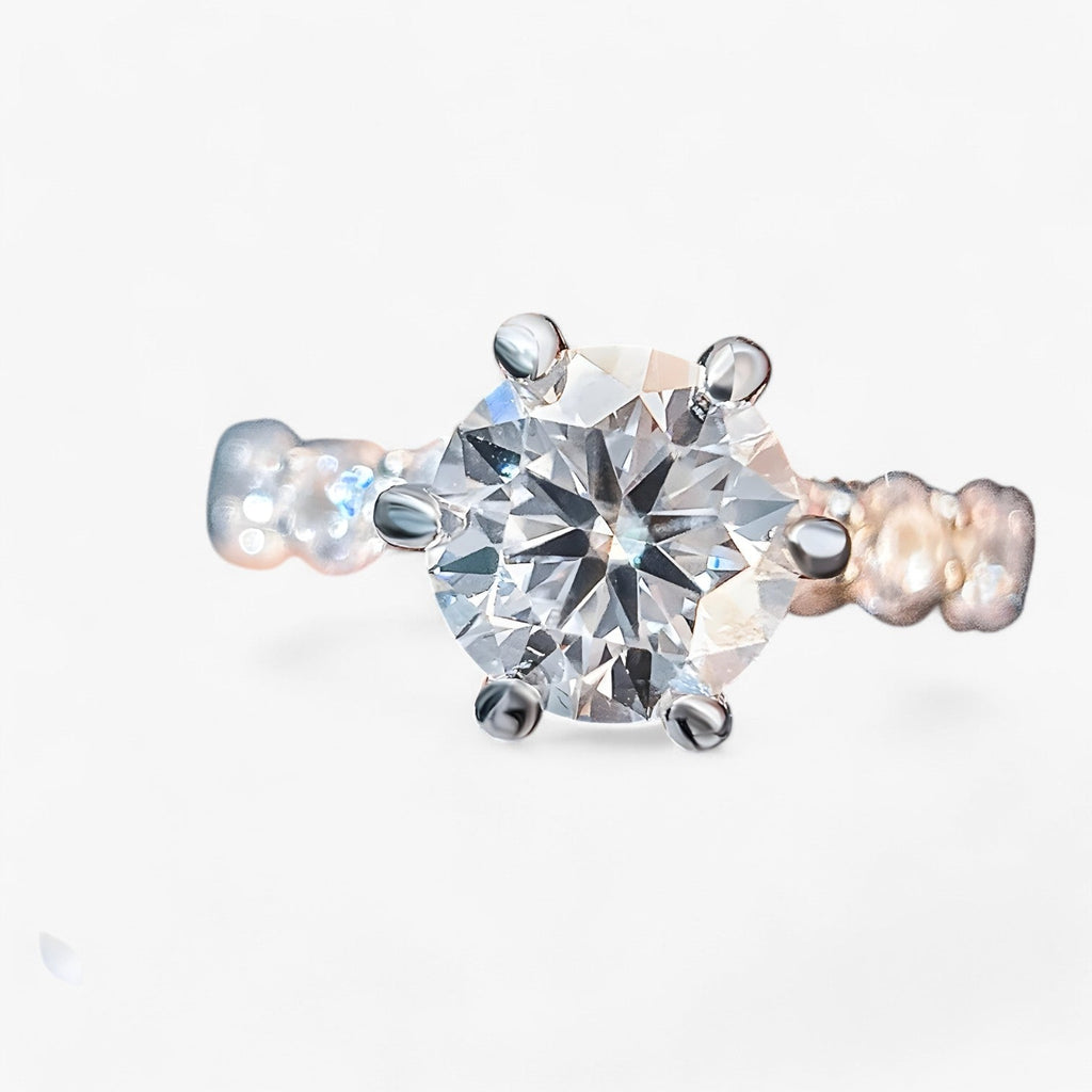 Moissanietring in S925 zilver met verborgen halo