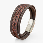 Multi-Layer Braided Leather Bracelet with Magnetic Clasp