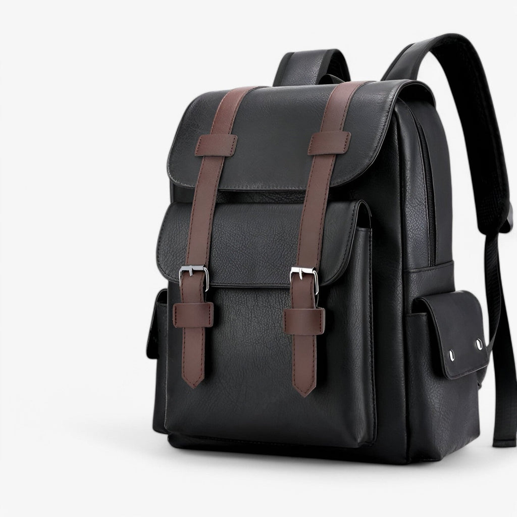 Sleek Spacious PU Leather Laptop and Book Backpack