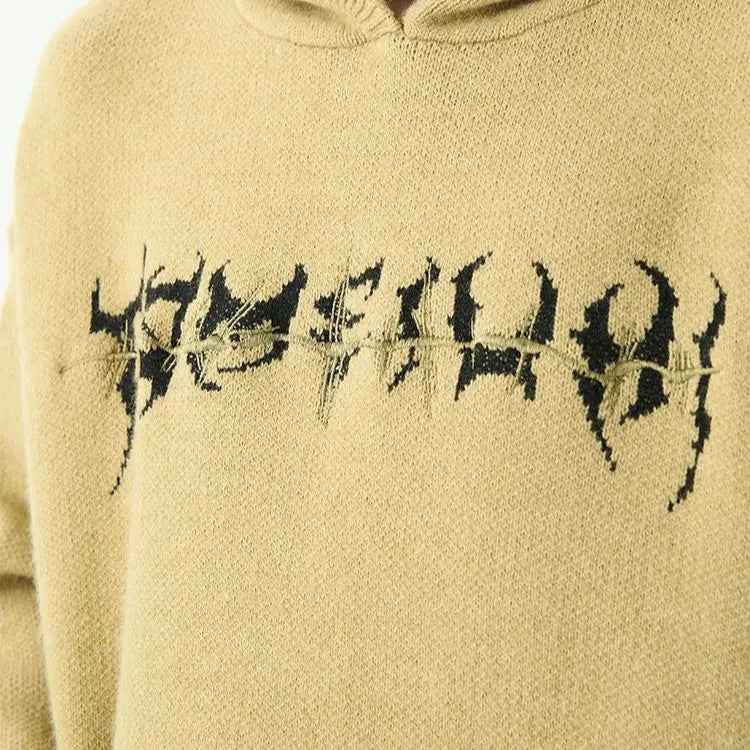 Knitted Hooded Jumper with Centipede Motif Down the Back