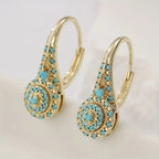 Turquoise Mosaic Teardrop Gold-Tone Earrings