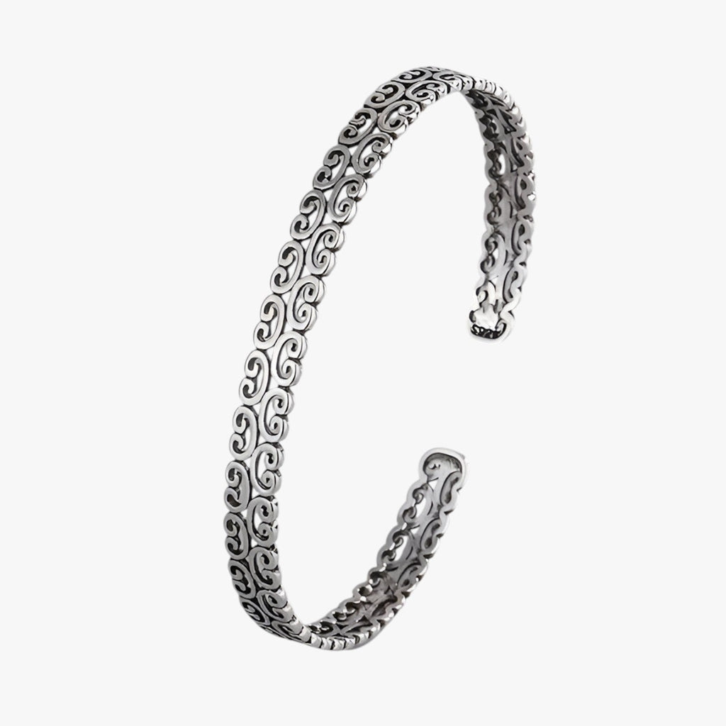 Zilverkleurige bangle met wolkendetail