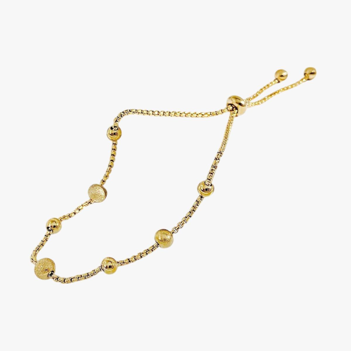 Adjustable Beaded Bracelet in Matte Stainless Steel