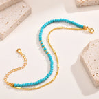 Gold-Tone Double Chain Turquoise Bracelet
