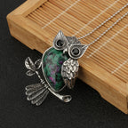 Crystal Owl Pendant Necklace in Many Stones