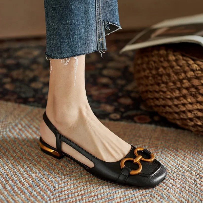 Slingback Sandals in Faux Suede with Block Heel