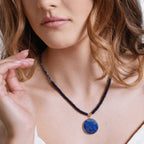 Handmade Lapis Lazuli Beaded Necklace in Deep Blue