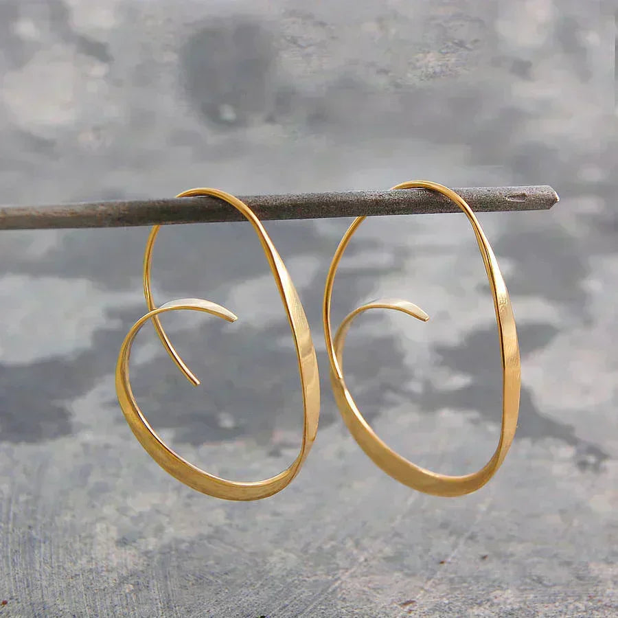 Open Spiral Hoop Earrings in Two Tones