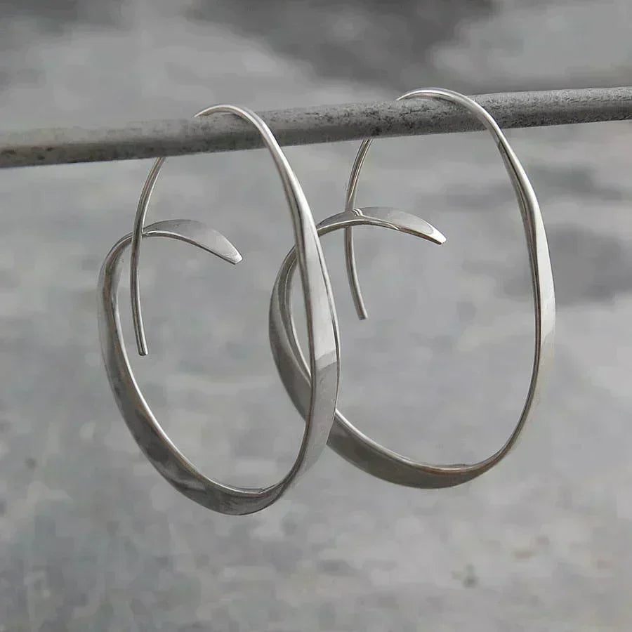 Open Spiral Hoop Earrings in Two Tones