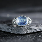 Sterling zilveren ring met aquamarijnlook in vintagestijl