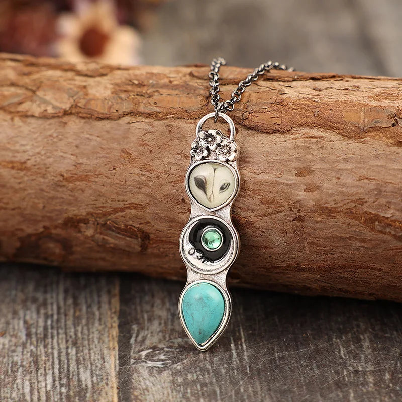 Turquoise Owl Bar Necklace