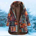Longline Boho Print Hoodie with a Relaxed Winter Fit