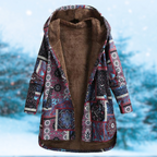 Longline Boho Print Hoodie with a Relaxed Winter Fit