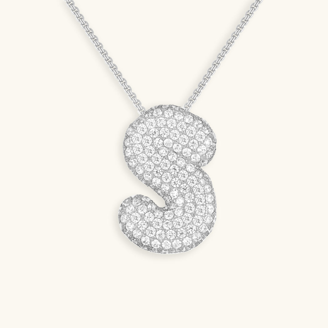 Pavé Bubble Initial Necklace