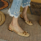 Slingback Sandals in Faux Suede with Block Heel