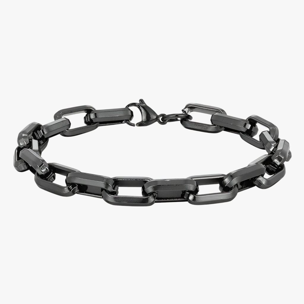 Zware stalen armband met brede schakels