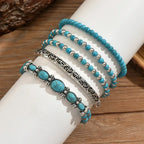 Bohemian Turquoise-Look Beaded Bracelet Set