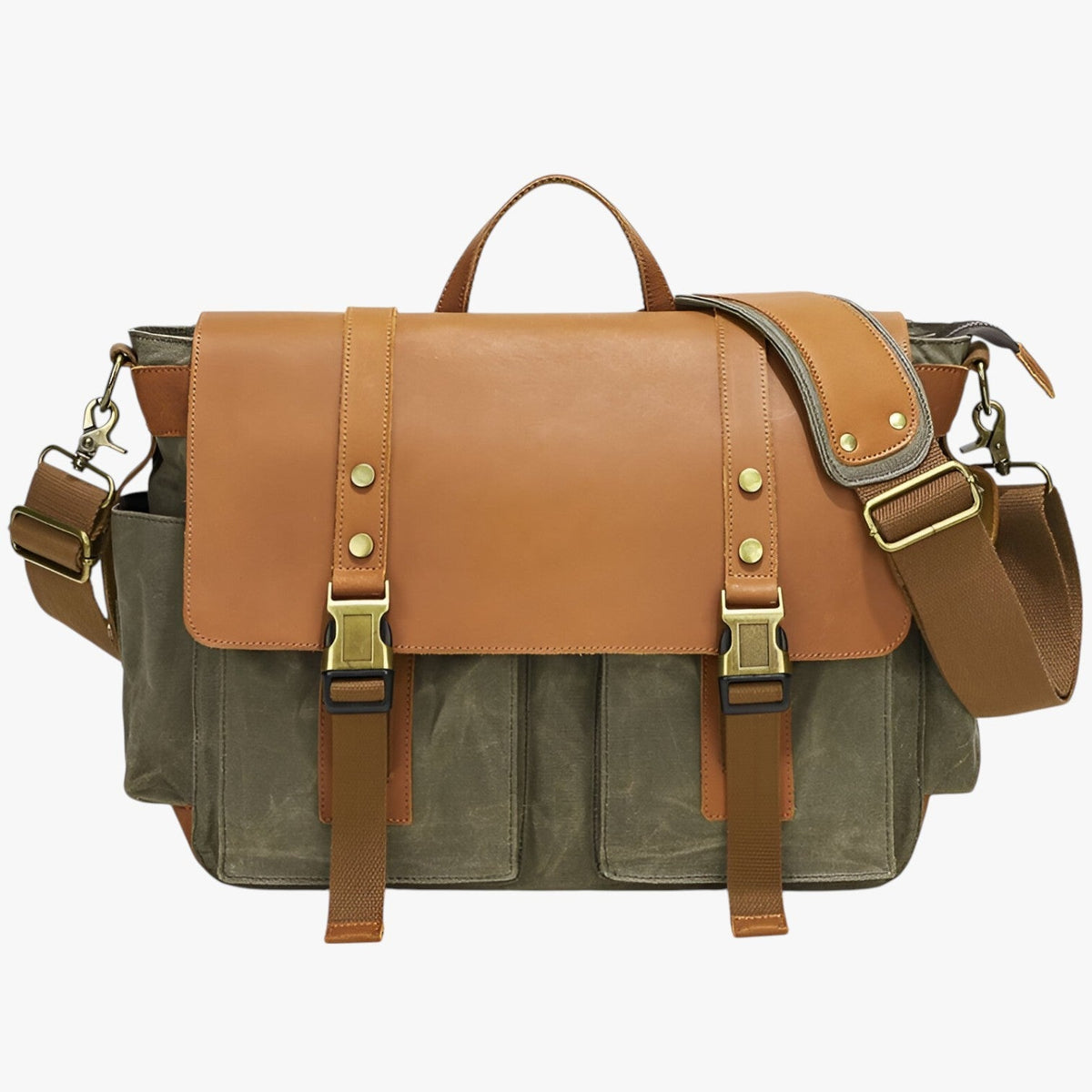 Men's Vintage-Style Messenger Bag with Tablet Compartment