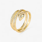 Adjustable Serpent Ring with Zirconia, Gold-Tone