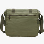 Grote vintage canvas laptopschoudertas met binnenvakken