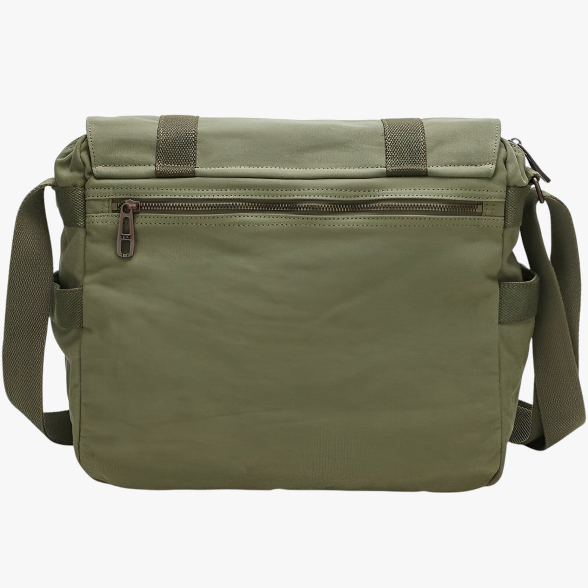 Grote vintage canvas laptopschoudertas met binnenvakken
