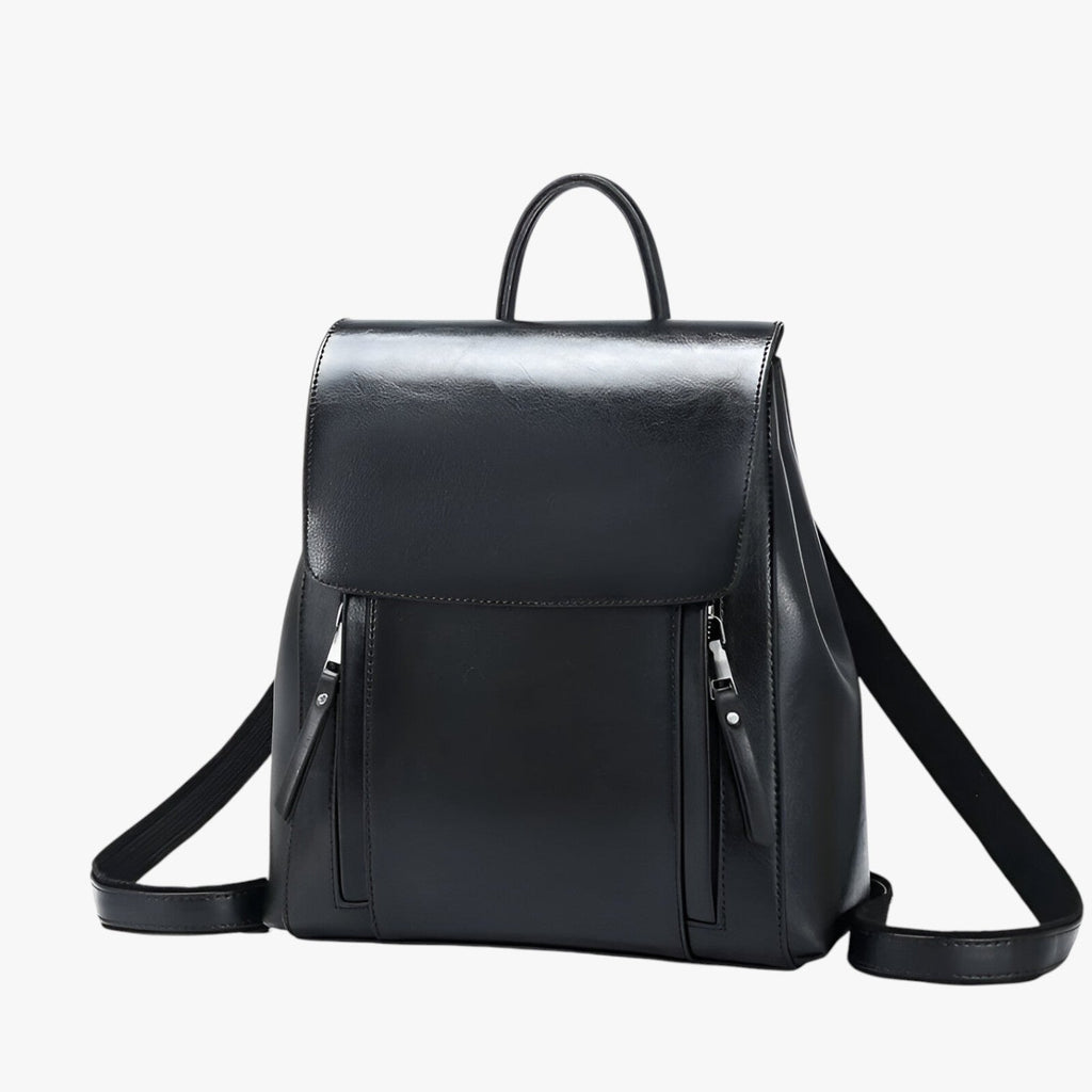 Slim Durable Leather Backpack for School and Work