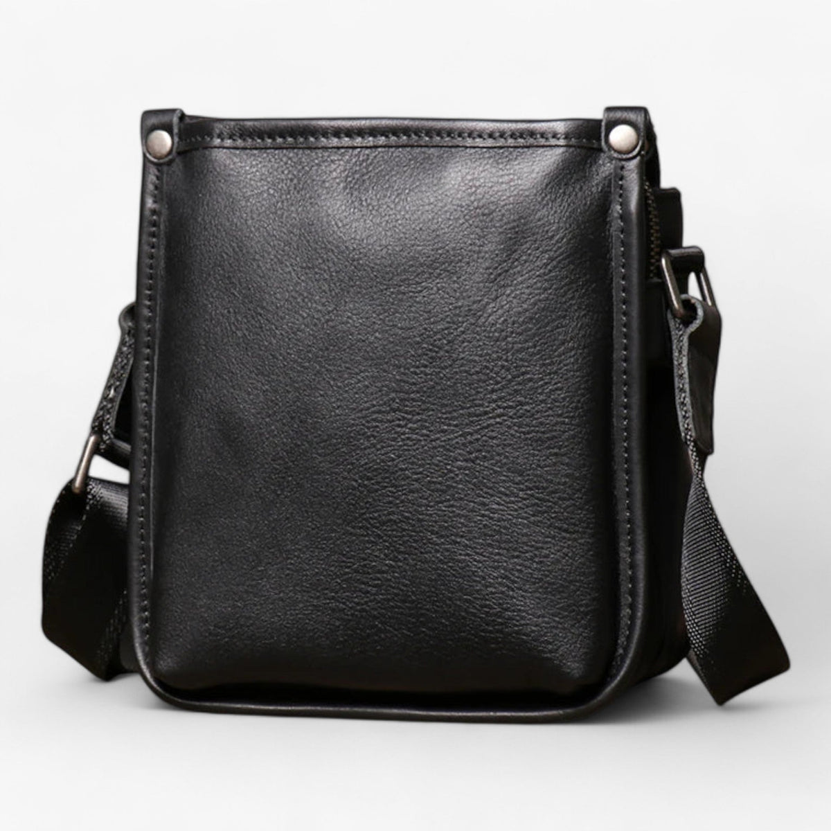 Soft Durable Black Leather Everyday Shoulder Bag