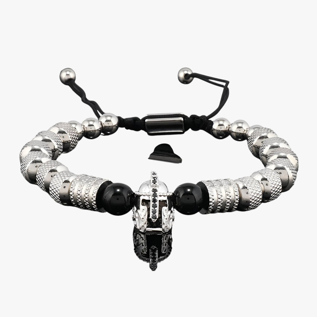 Beaded Bracelet with Spartan Helmet Charm