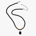Black Beaded Necklace with Square Pendant