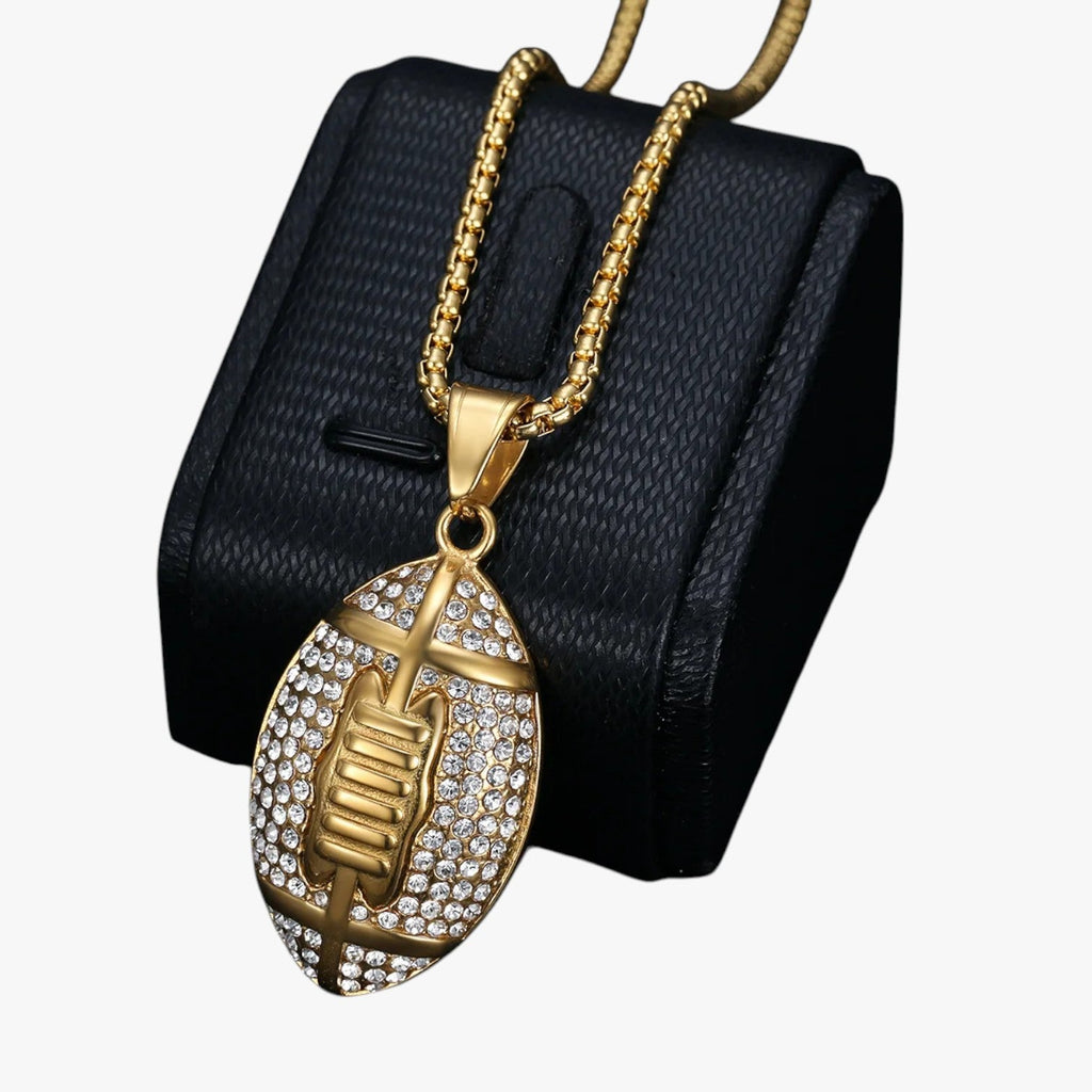 Roestvrijstalen ketting met rugbybalhanger