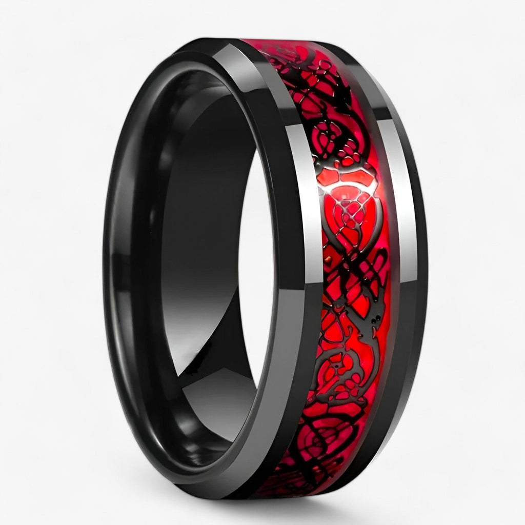 Celtic Knot Ring Set with Red Heart Zircon