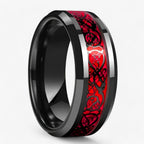 Celtic Knot Ring Set with Red Heart Zircon