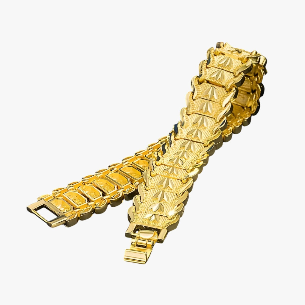 Retro Coin Bracelet with 24K Gold-Plated Steel