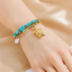 Stainless Steel Turquoise-Look Turtle Bracelet