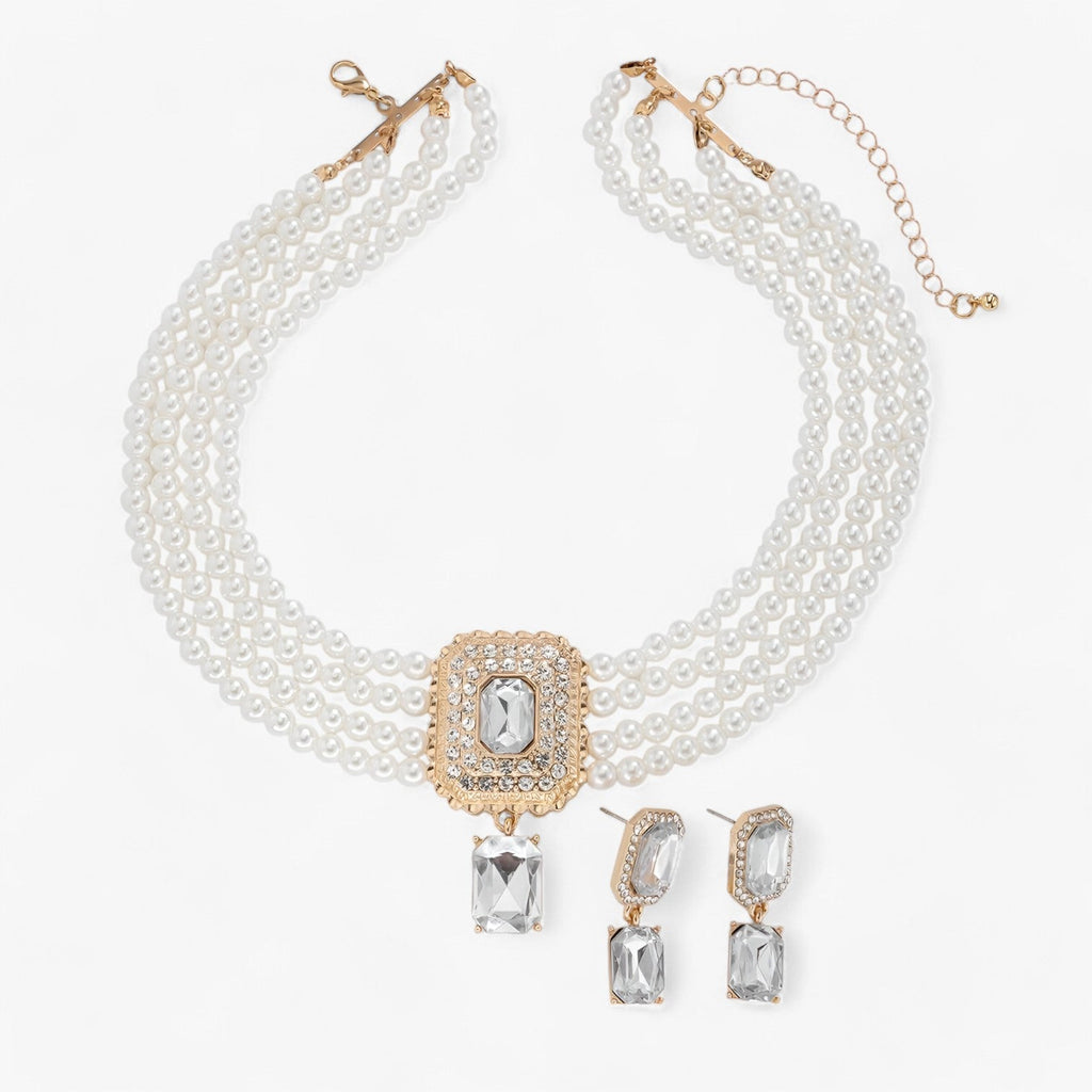 Multi-Layer Pearl Necklace and Earring Set