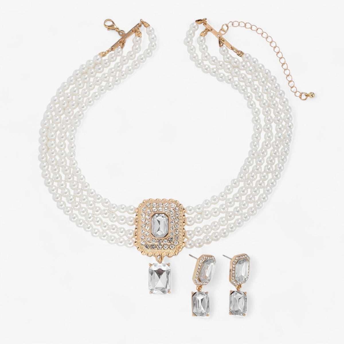 Multi-Layer Pearl Necklace and Earring Set